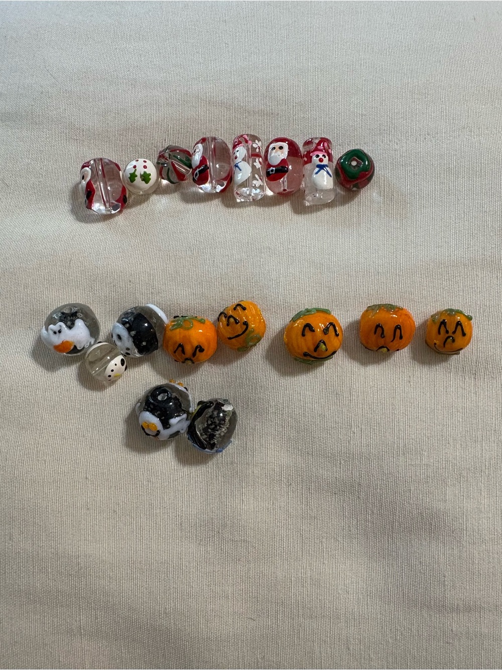 Handmade Glass Beads Christmas Halloween Single Hole Lot Of 18